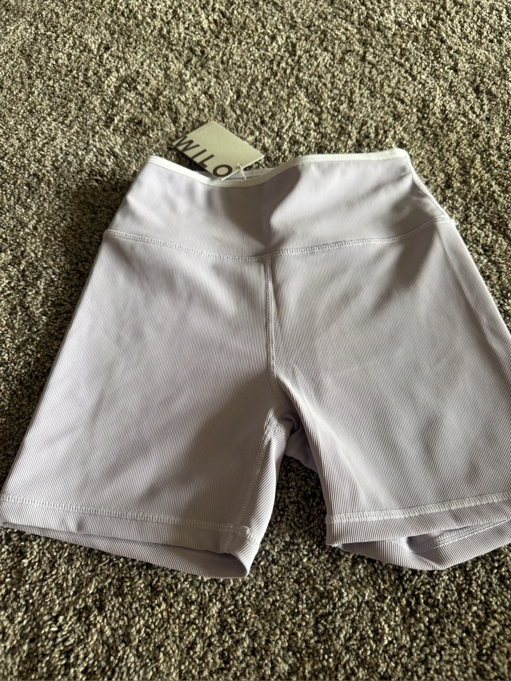 Willow High-Waist Lavender Ribbed Biker Shorts NWT